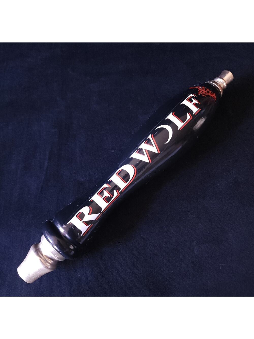 Vintage Red Wolf Ale Home Bar Beer Tap Wood Handle Black Traditional Anheuser